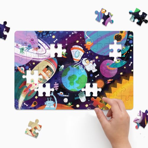 Image of The Curious Bees - Seek & Spot Puzzle & Game - Space Jigsaw Puzzle | 60 Pieces + 10 Seek Cards | Gifts for Boys and Girls Ages 4-8 | BIS Approved | Made in India