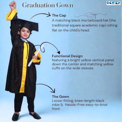 Image of Kaku Fancy Dresses Graduation Gown With Hat & Stole /Scarf | Degree Costume For Convocation Dress For Boys & Girls