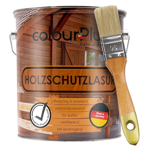 ColourPlus Holzschutzlasur außen 5 Liter - Transparent - wetterfeste Holzschutzfarbe mit UV-Schutz für Gartenmöbel, Zäune und Carports - Holzlasur und Holzschutz Öl-Lasur für außen