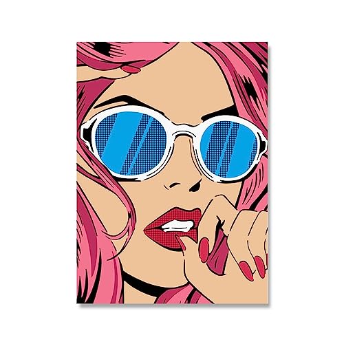 LVTFCO Pop Roy Lichtenstein Wall Art Roy Lichtenstein Poster Pop Girl Painting Canvas Roy Lichtenstein Prints para la decoración del hogar Imagen 50x75cm Sin Marco