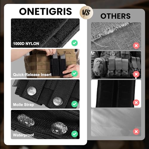 Image of OneTigris Tactical Double Pistol Mag Pouch,Open-Top Molle Mag Pouch for 9mm M4 /M16 /AR /AK, Magazine Pouch with Quick Release Insert