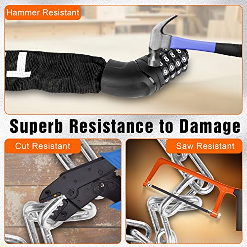 Titanker Bike Chain Lock, Bike Locks Security Anti-Theft Resettable Combination Bicycle Chain Lock 3.3 Feet Bike Locks For Bike, Motorcycle, Bicycle, Door, Gate, Fence, Grill (6Mm Thick Chain) #TOP1