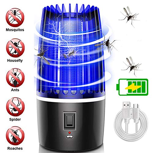 M-TOP UV Lámpara Mata Mosquitos Repelente Luz, 3In1 Portátil Antimosquitos Lampara USB, Mute Insectos Trampa, sin Productos Químicos y Radiación,Rechareable 4000mAh