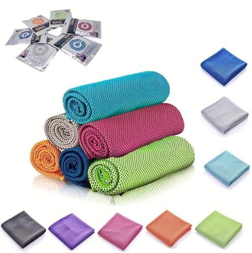 BISONBERG Cooling Towel - Microfiber Ice Sports Towel for Neck - Cool Cold Towel for Instant Cooling, for Yoga, Travel, Gym, Camping, Fitness, Running, Workout - Pack of 4
