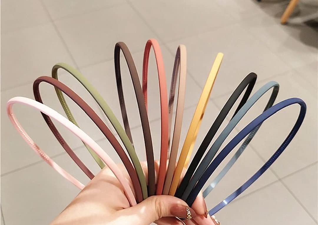 Fashion Plastic Elastic Hair Bands Wavy Hair Comb Black Brown Headband Teeth Comb Shine Hairband Hoop Matte Hairbands Hair Accessory For Girls , Women Lady (Set Of 12)(1)-image-10