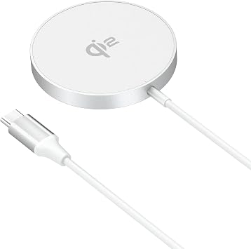 MMOBIEL Magnetic Wireless Charger 15W Qi2 Certified Wireless Charging Pad for MagSafe iPhone and Samsung Wireless Charging Station for AirPods and Galaxy Buds Qi2 Fast Charger White