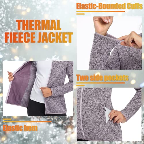 Soneven Women Zip Up Running Fleece Jacket Full Zip Sweater Jacket Lightweight Winter Outdoor Coat With Pockets Pink M #TOP3