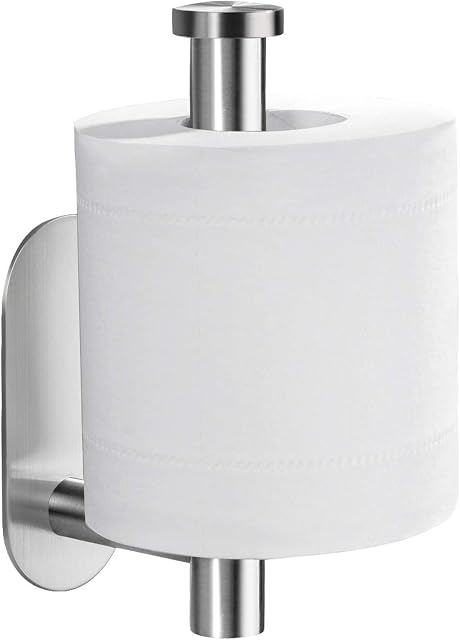 Amerson Toilet Paper Holder, Self Adhesive 3M Toilet Roll Holder, no Drilling Sticky Waterproof Rustproof Toilet Tissue Dispenser for Bathroom and Washroom, SUS304 Stainless Steel(Silver)
