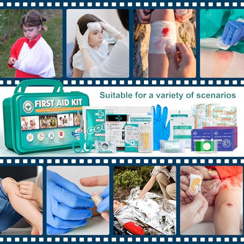 General Medi 150 Pieces Hardcase First Aid Kit - Includes Instant Cold Pack, Emergency Blanket for Travel, Home, Office, Vehicle, Camping, Workplace & Outdoor(Green) - Image 4