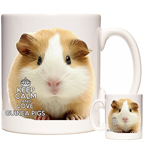 Mug en céramique avec inscription « Keep Calm and Love Guinea Pig » - 325 ml - Cadeau pour les gardiens de cochon d'Inde.
