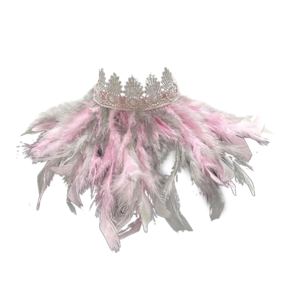 Uposao Feather Collar Shawl Feather Choker Cloak Natural Feather Collar Props For Cosplay Party Performance Model Walk Halloween Ball Feather Collar Shawl Props