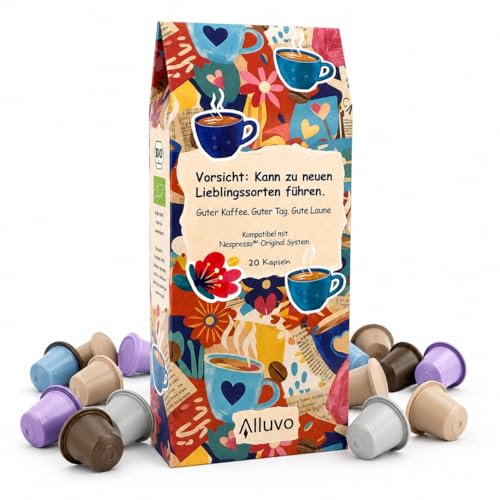 Lieblingssorten Kaffee Geschenkset – 20 Kaffeekapseln Mixpack mit Espresso & Lungo in 5 Sorten, kleine Geschenkidee für Kaffeeliebhaber, kompatibel mit Nespresso Original System