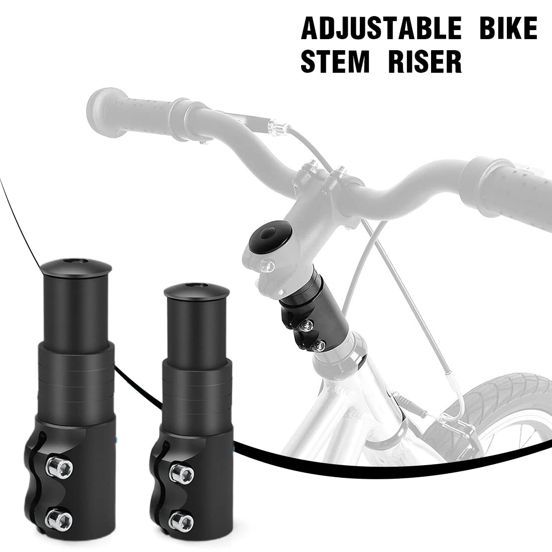 Rehausse Potence VTT Guidon Vélo Alliage Aluminium Réglable 28,6mm - Rallonge Tige Fourche Noir