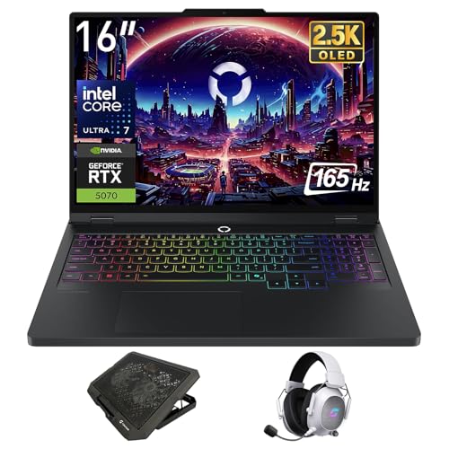 Lenovo Legion Pro 5i 16’’ Gaming Laptop, Intel 20-Core Ultra 7 255HX, RTX 5070, WQXGA OLED 165HZ Display, 16GB DDR5 RAM 512GB SSD, RGB Backlit, Wi-Fi 7, Win 11 Home with Mytrix Accessory