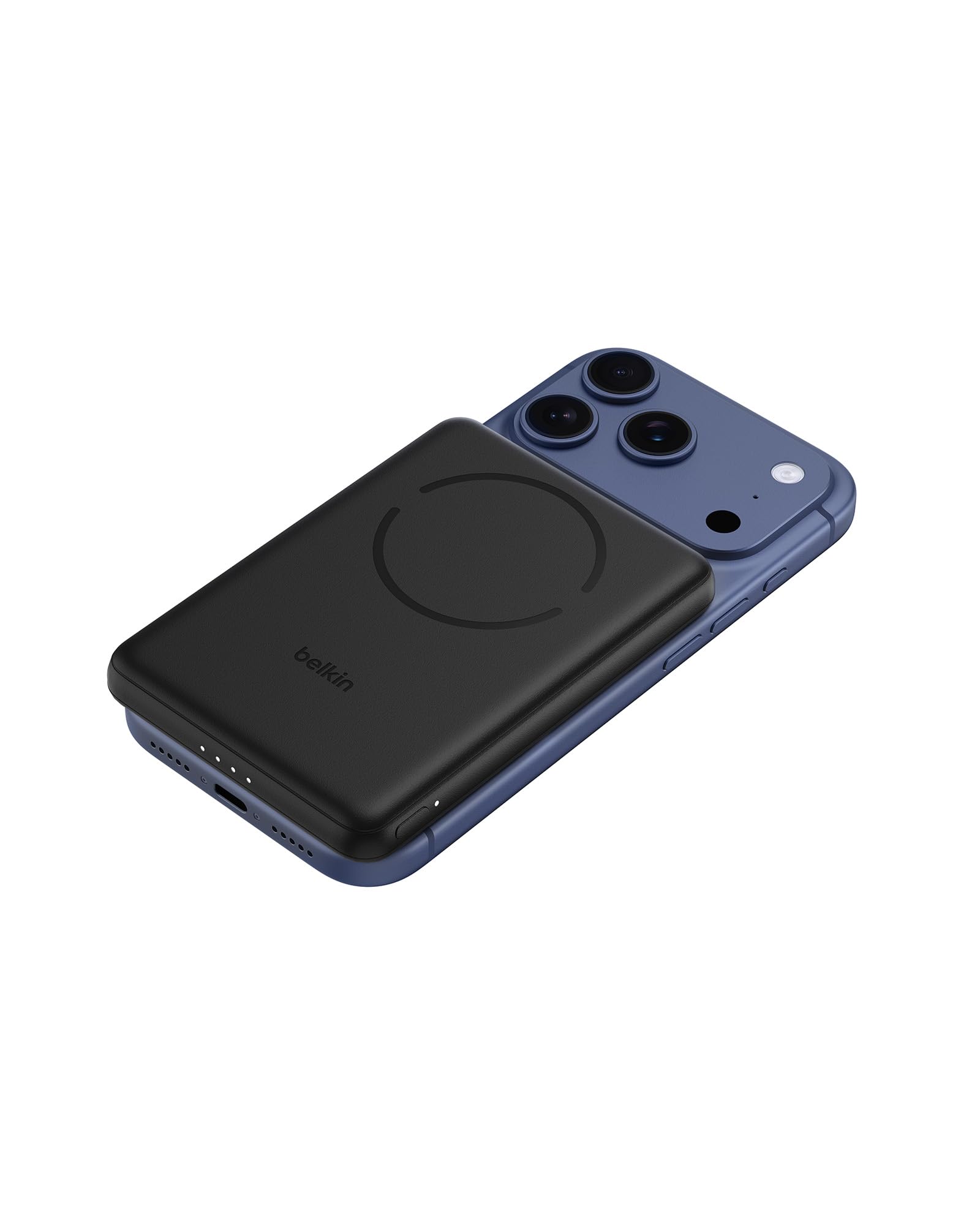 Belkin BoostCharge Magnetyczny Powerbank 5000mAh, Certyfikat Qi2, z Pierścieniem Magnetycznym i Portem USB-C, Smukła Ładowarka 15W do Urządzeń iPhone, Galaxy, Pixel – z Kablem USB-C – Czarny