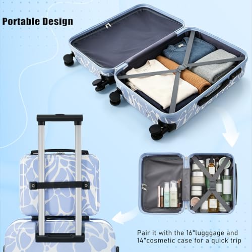 Image of Hardside Luggage Sets, Lightweight Suitcase with Spinner Wheels, Blue Patterns
