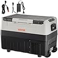 VEVOR Car Refrigerator, 12 Volt Car Refrigerator Fridge, 37 QT/35 L Dual Zone Portable Freezer, -4?-50? Adjustable Range, 12/24V DC and 100-240V AC Compressor Cooler for Outdoor, Camping, Travel, RV
