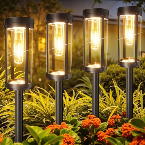 Solar Pathway Lights Outdoor: 8 Pack Upgraded Solar Lights Outdoor Waterproof - Up to 15 Hrs Bright...