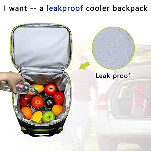 Hap Tim Backpack Cooler Insulated Leak-Proof Cooler Backpack Large Capacity 30 Cans Soft Cooler Bag For Men Women To Picnics, Hiking, Camping, Beach, Lunch, Park Or Day Trips(13760Bk-G) #TOP3
