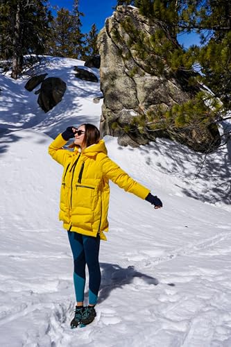 Orolay Damen Daunenmantel mit Verdickung Parka Kapuze Langer Puffer Mantel für Winter Gesteppte Gepolsterte Winddichte Oberbekleidung Gelb M