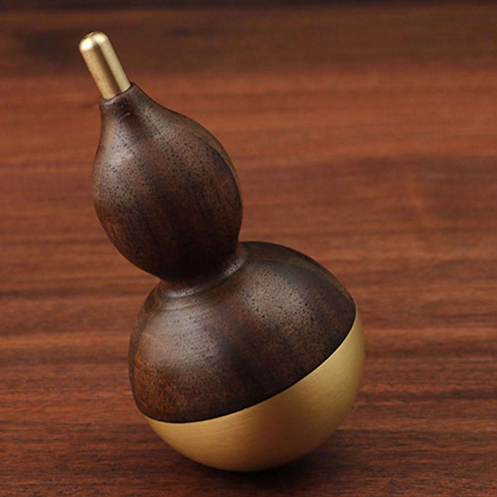 Hemobllo 2 Stück Dekorative Lu Flaschenkürbis Ornamente Aus Messing Und Walnussholz Feng Shui Skulpturen Für Wohnzimmer Büro Schreibtisch 3.54X1.57X1.77In Zen Deko Geschenkidee