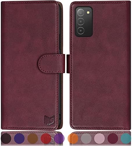SUANPOT for Samsung Galaxy A03S Wallet case 【RFID Blocking】 Credit Card Holder, Flip Folio Book PU Leather Phone case Shockproof Cover Women Men for Samsung A03S case (Wine Red)