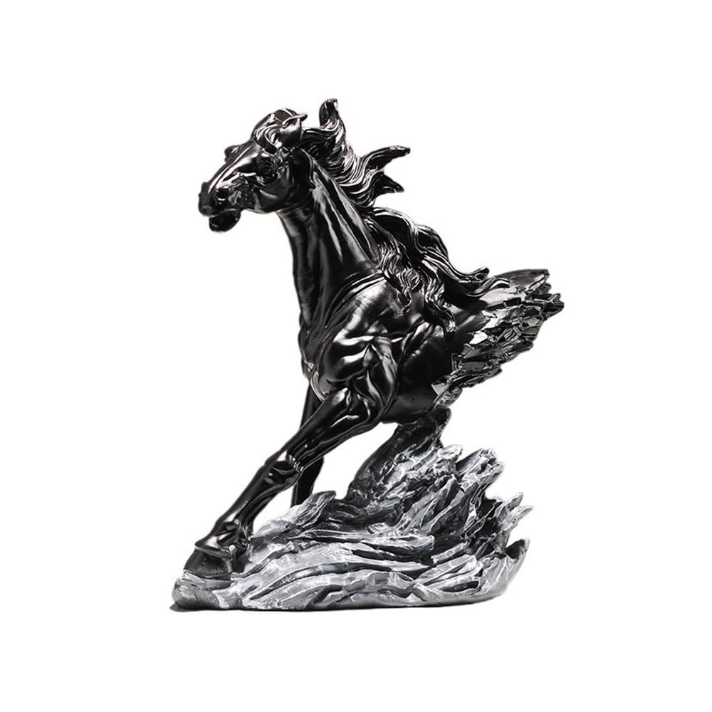 WQQYU6HKF Table Decorations Horse Ornaments Office Chinese Style Living Room TV Cabinet Wine Decorations Art Statue(Black)
