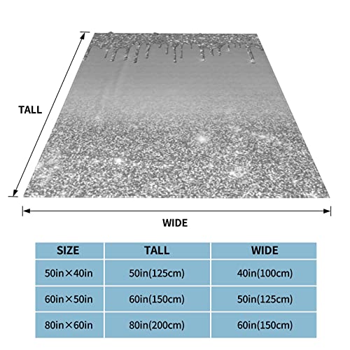 Silver Dripping Glitter Flannel Fleece Blanket Ultra-Soft Fluffy Warm Throw Blanket For Couch Bed All Seasons Suitable For Women, Men #TOP3