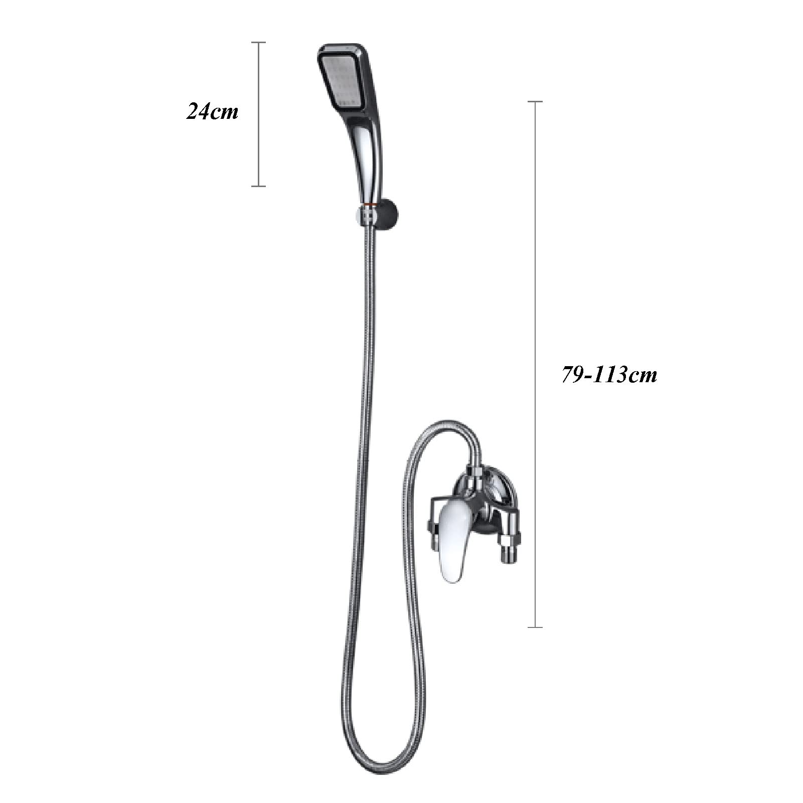 Sistema de Ducha de Mano de Alta presión con Brazo Extensible, Soporte de Cabezal antifugas Ajustable, Altura y ángulo Ajustables, Acabado Cromado.