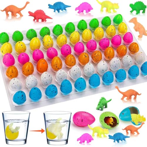 60PCS Small Hatching Dinosaur Eggs for Dinosaur Birthday Party Favors Easter Egg Fillers Goodie Bag Stuffers Classroom Carnival Prizes Bulk Pinata Novelty Grow in Water Dino Eggs with Toys Inside