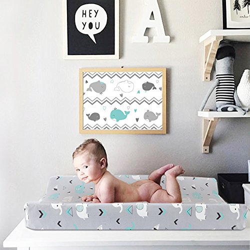 Stretchy Changing Pad Covers, 2 Pack for Boys and Girls, Elephant & Whale