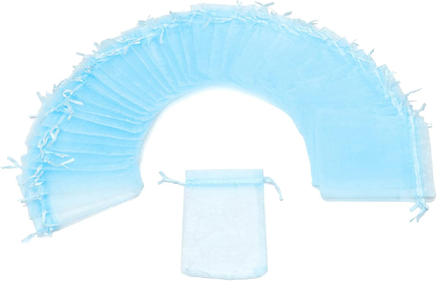 Bezall 50Pcs Organza Bags 3x4 inch, Sky Blue Baby Shower Favor Bags - Image 3