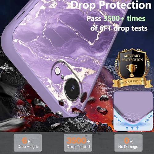 Coque silicone iPhone 16e effet marbre violet texture soft-touch premium - 3