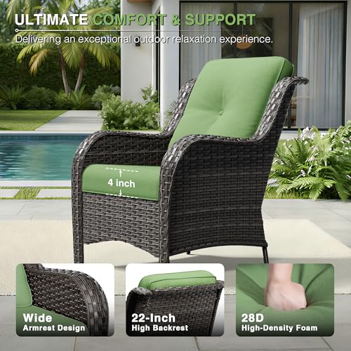 Image of Joyside Patio Chairs Set of 2, Wicker Patio Furniture with High Back, Deep Seating, Wide Armrest, Thickened Cushions, Outdoor Rattan Furniture for Deck, Porch Use