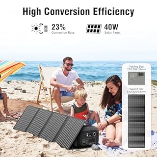 SinKeu Solar Powered Generator 300W Peak/70400mAh, 260Wh Portable Power Station with Panels 40W Included, Solar Generator with AC Outlet 110V for Home Use, Camping, Outdoor, Power Backup