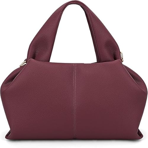 JQWYGB Cloud Bag - Bolso de mano de piel con diseño de bola de masa hervida, bolso bandolera retro con correa extraíble, Burgundy, Medium JQWYGB Cloud Bag - Bolso de mano de piel con diseño de bola de masa hervida, bolso bandolera retro con correa extraíble, Burgundy, Medium