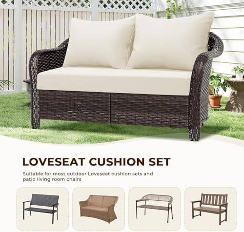 Uthem Outdoor Loveseat Cushion Set 46 x 24 inch Waterproof Oxford UV Resistant and Fade Resistant Patio Furniture Cushion, Deep Seat Cushions for Patio Couch, Bench and Swing Chair, Cream by Uthem - Image 5