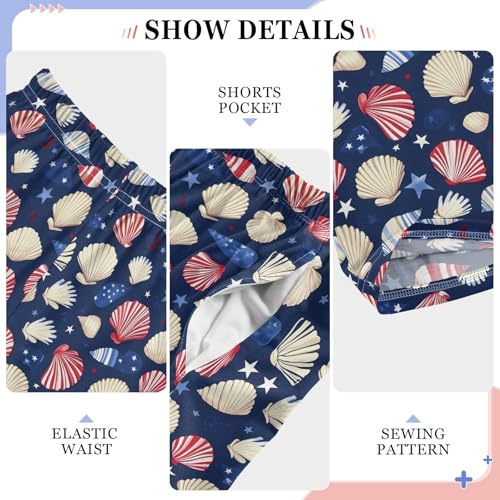 senya Shell American Flag Long Pajama Pants Bottoms Soft Sleepwear with Pockets4