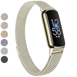 Vanjua Metal Band Compatible with Fitbit Luxe Bands, Stainless Steel Mesh Loop Adjustable Wristband Replacement Strap…