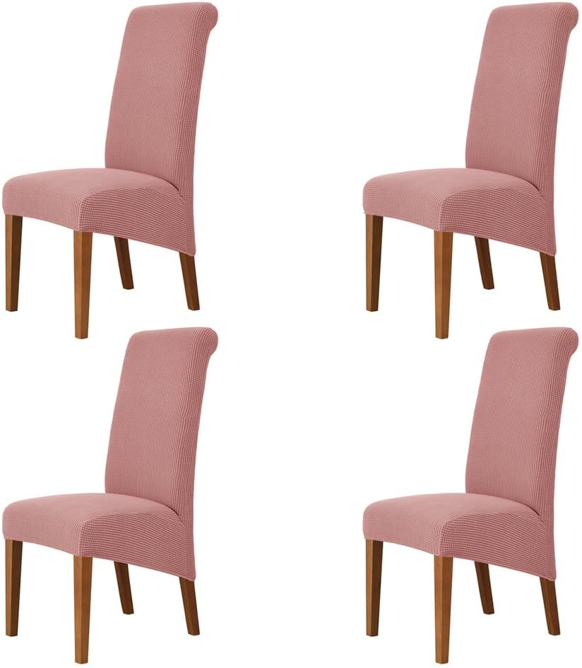 Stretch Parsons Chair Covers - High Back Slipcovers Restaurant Chairs Cover for Weddings, Banquets, Restaurants & Elegant Events,Pink,4PCS