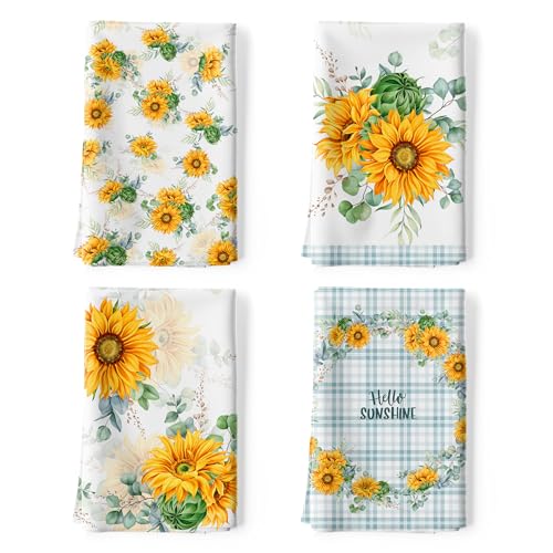 Arquiel Sunflower Kitchen Towel 100% Cotton Quick Dry Dish Towels 48 x 70CM