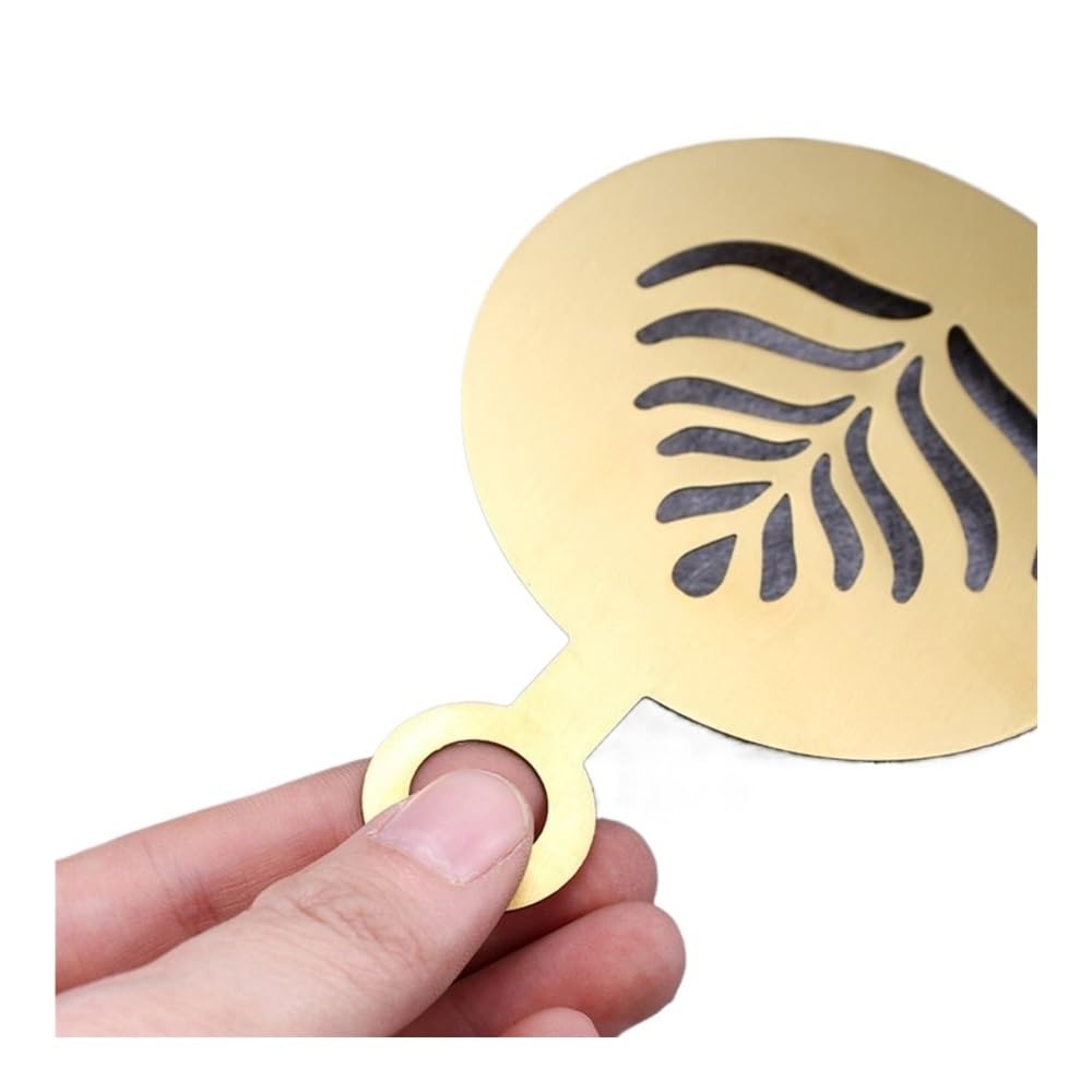 Plantillas de acero para decoración de café, café con leche, capuchino, para decoración de tartas, galletas, pintura en aerosol, molde para hornear para plantilla de barista (negro)