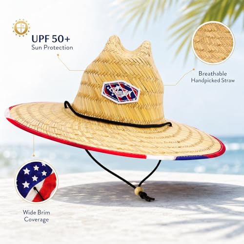 Image of Palmyth Straw Hat for Men & Women Sun Hats, Beach Hat, Fishing Hat Wide Brim UPF 50+ Sun Protection