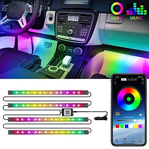 RGBIC Interior Car Lights, LEDCARE 210 Modes Car LED Strip Lights with Wireless Smart App Control, Dreamcolor Chasing Car Neon Ambient Lighting Kits, Waterproof Under Dash Lighting, Sync to Music