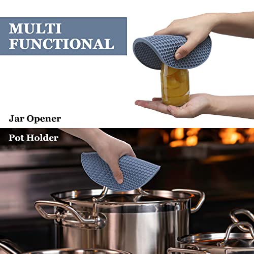 Image of Silicone Trivets for Hot Dishes, Multi-Purpose Pot Holders 4PCS 2 Sizes 7 Inch & 9 Inch, Heat Resistant Non-Slip Silicone Trivet Mats Hot Pads for Kitchen Counter, Trivet for Hot Pots and Pans (Blue)