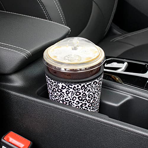 Image of 3 Pack Reusable Iced Coffee Sleeves - Xumbtvs Insulator Sleeve for Cold Beverages, Neoprene Coffee Cup Holder (Leopard print)