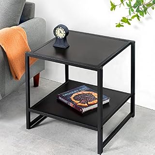 ZINUS Dane 51 cm Black Frame Side Table | End Table | Easy Assembly, Rich black wood grain