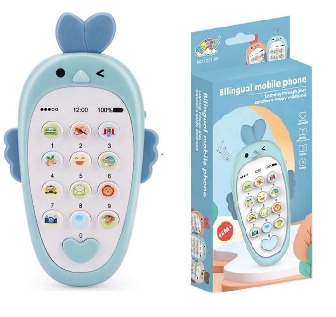 TEC TAVAKKAL Baby Cell Phone Toy with Music Sensory Learning Toys with 12 Functions with Light Music Toys for 1.5 Year Old Girl/Boys Teething Toys for Babies Infants Gifts for Kids Pink Or Blue (B0CJVPK7DV) Amazon Price History, Amazon Price Tracker