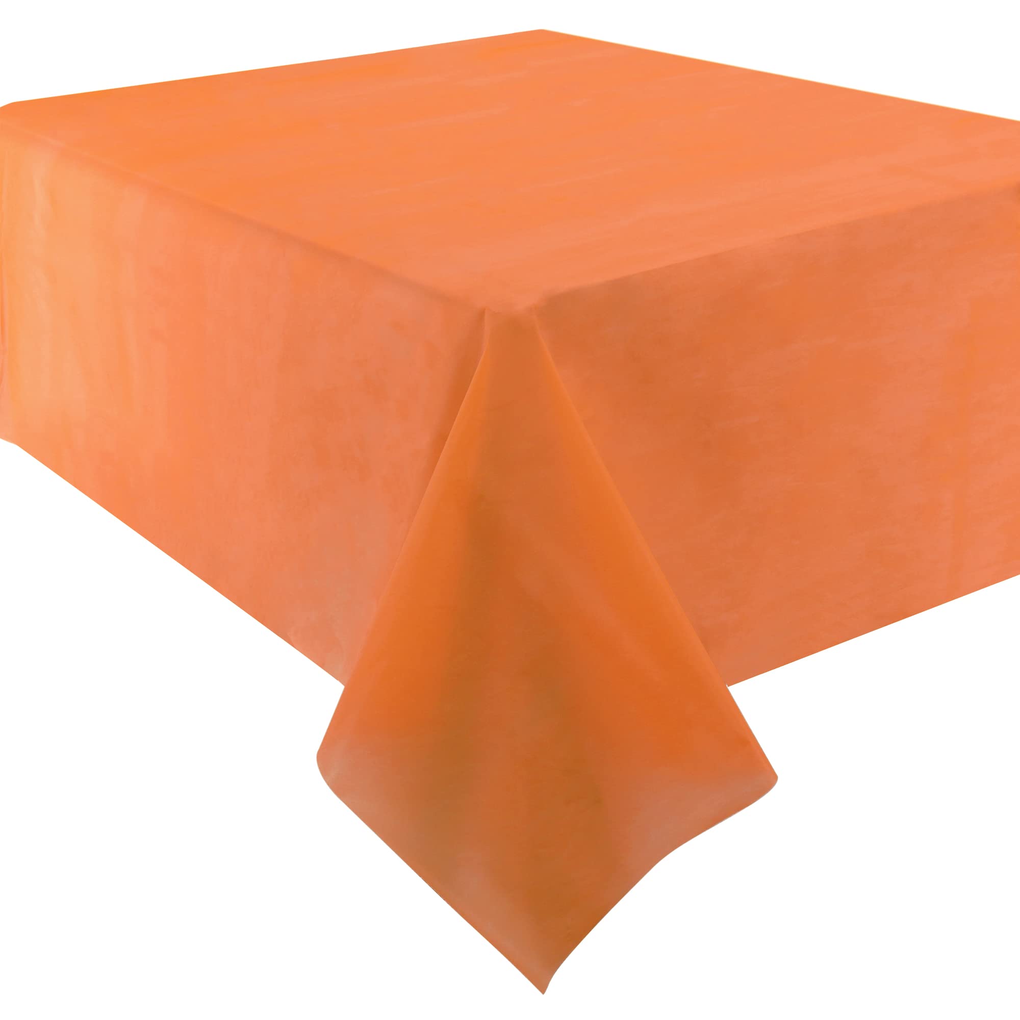 Time to Sparkle 12 Pack Plastic Tablecloths 54" x 108" Plastic Dining Table Cloth Premium Rectangle Table Cover for Parties Wedding Banquet etc Indoor Or Outdoor Orange