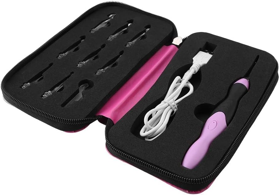 Lighted Crochet Hooks Set, 9 Sizes Light up Crochet Hooks with Case Rechargeable Crochet Hook with Light, Interchangeable Heads 2.5mm to 6.5mm